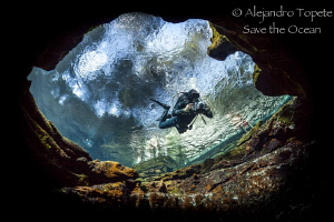 JC out of cave, Las Estacas México by Alejandro Topete 